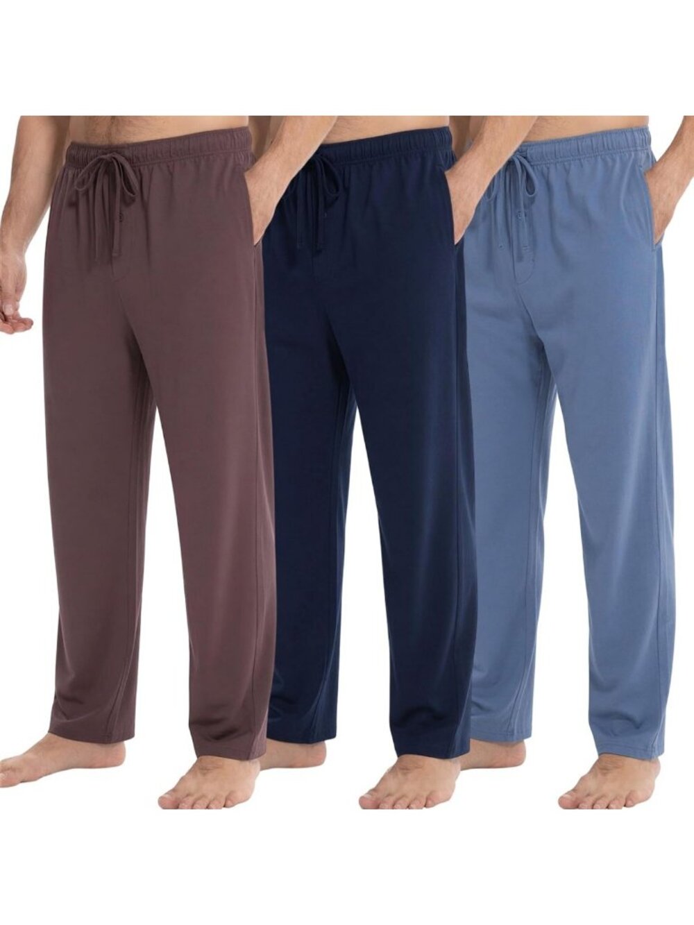 Cozy 100% Cotton Men's Pajama Pants - Lounge Sleepwear PJ Bottoms 3-Pack